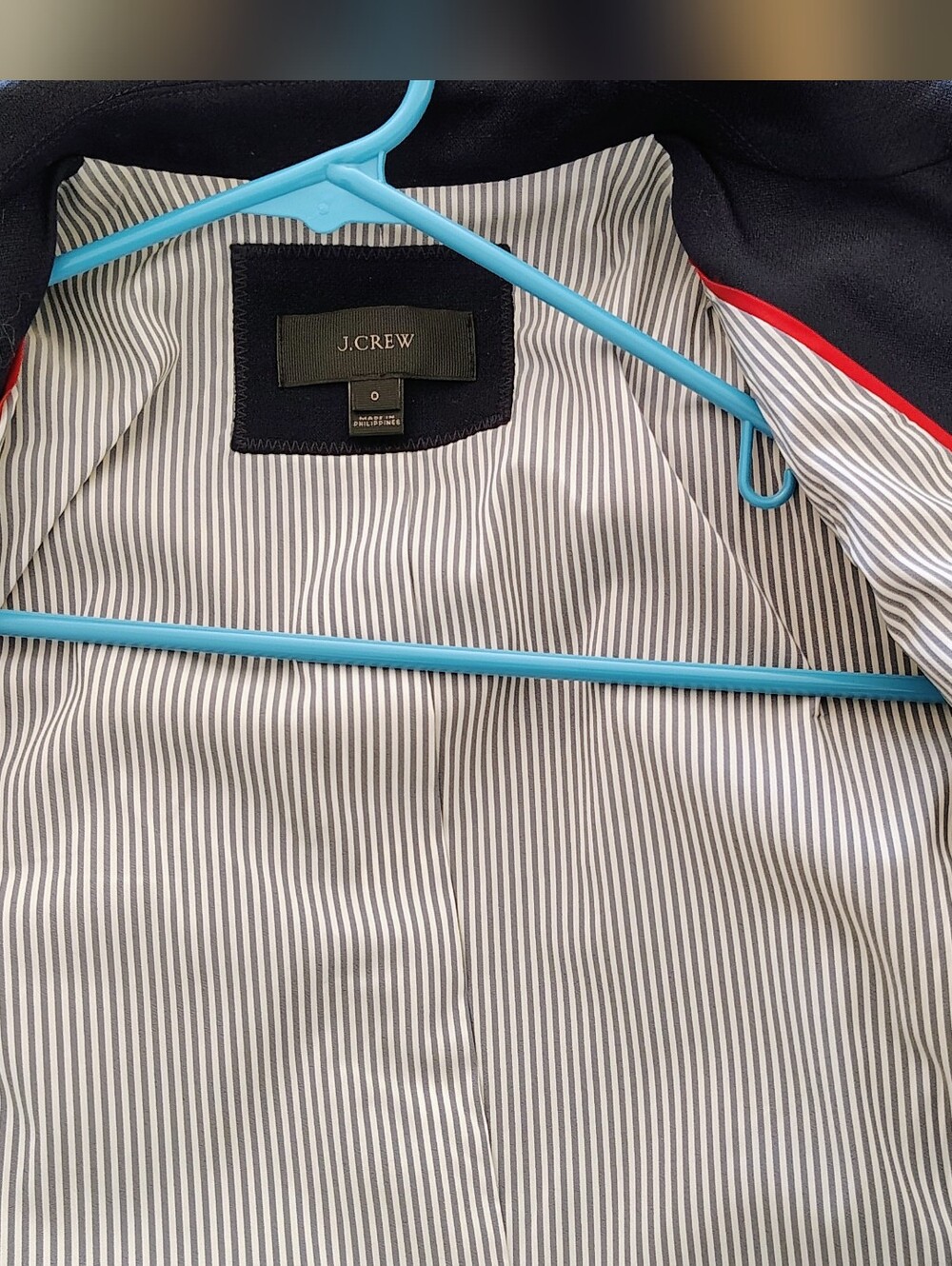 J.Crew Navy Jacket with Gold Piping & Buttons with Ruffles Down the Front Size 0 - Picture 10 of 15